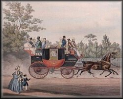 Painting of the Red Rover coach