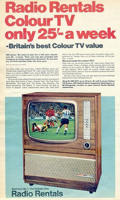 Colour Television Set Hire Advert 1969